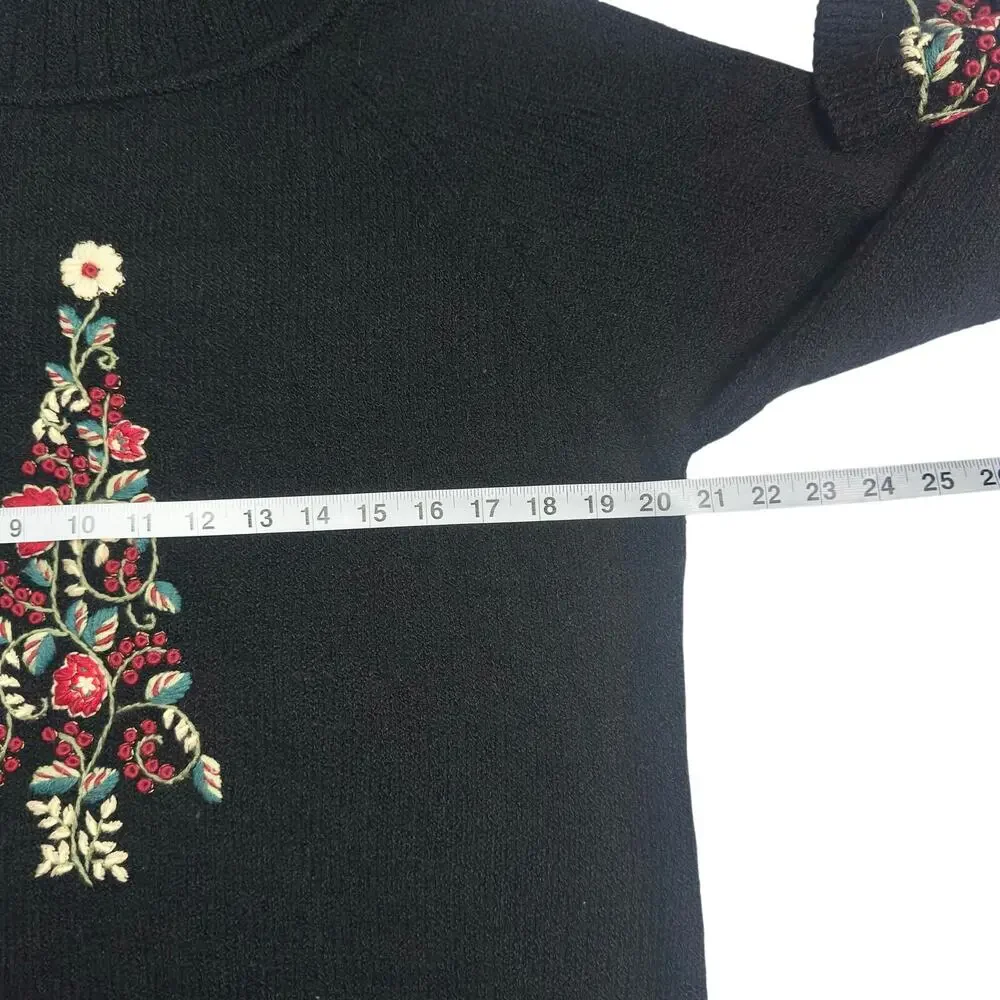 Coldwater Creek | Women | Floral Christmas Embroidered Cowl Neck Sweater | XL